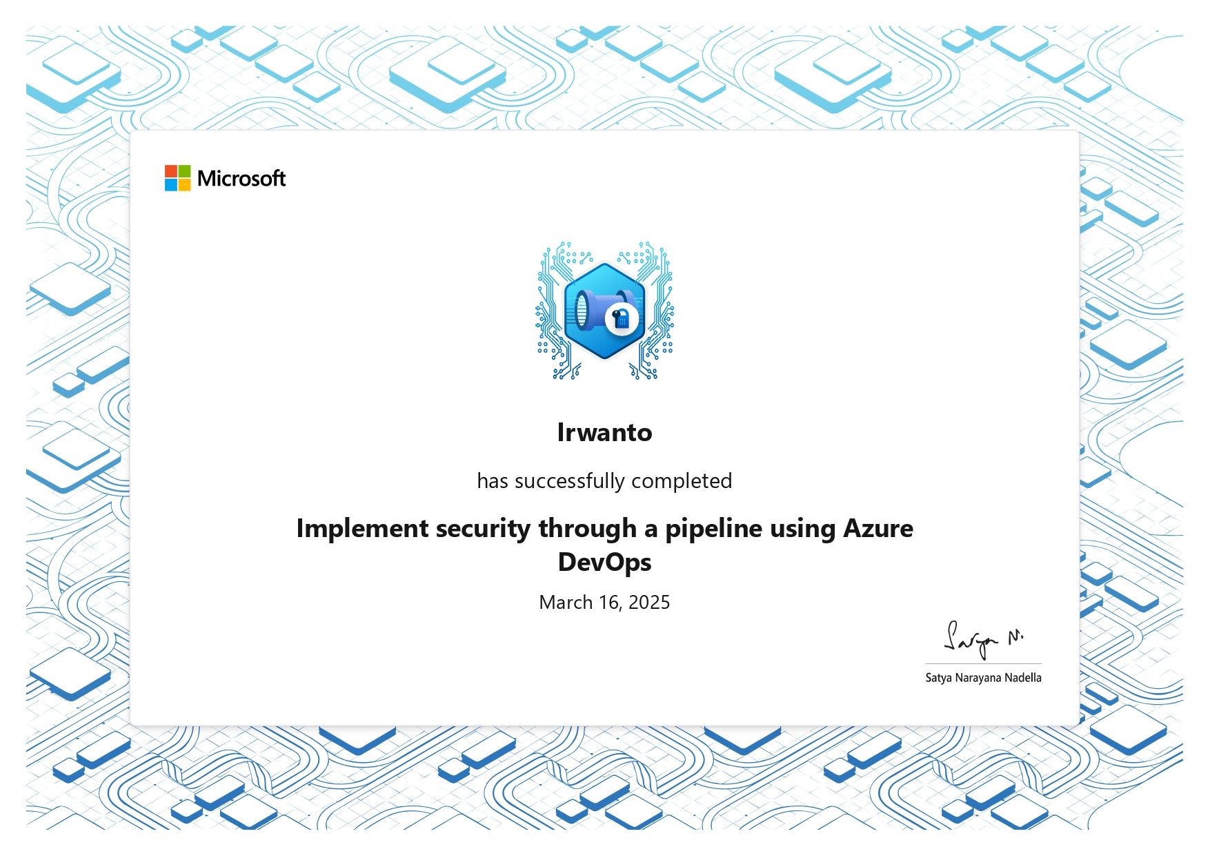 Implement security through a pipeline using Azure DevOps